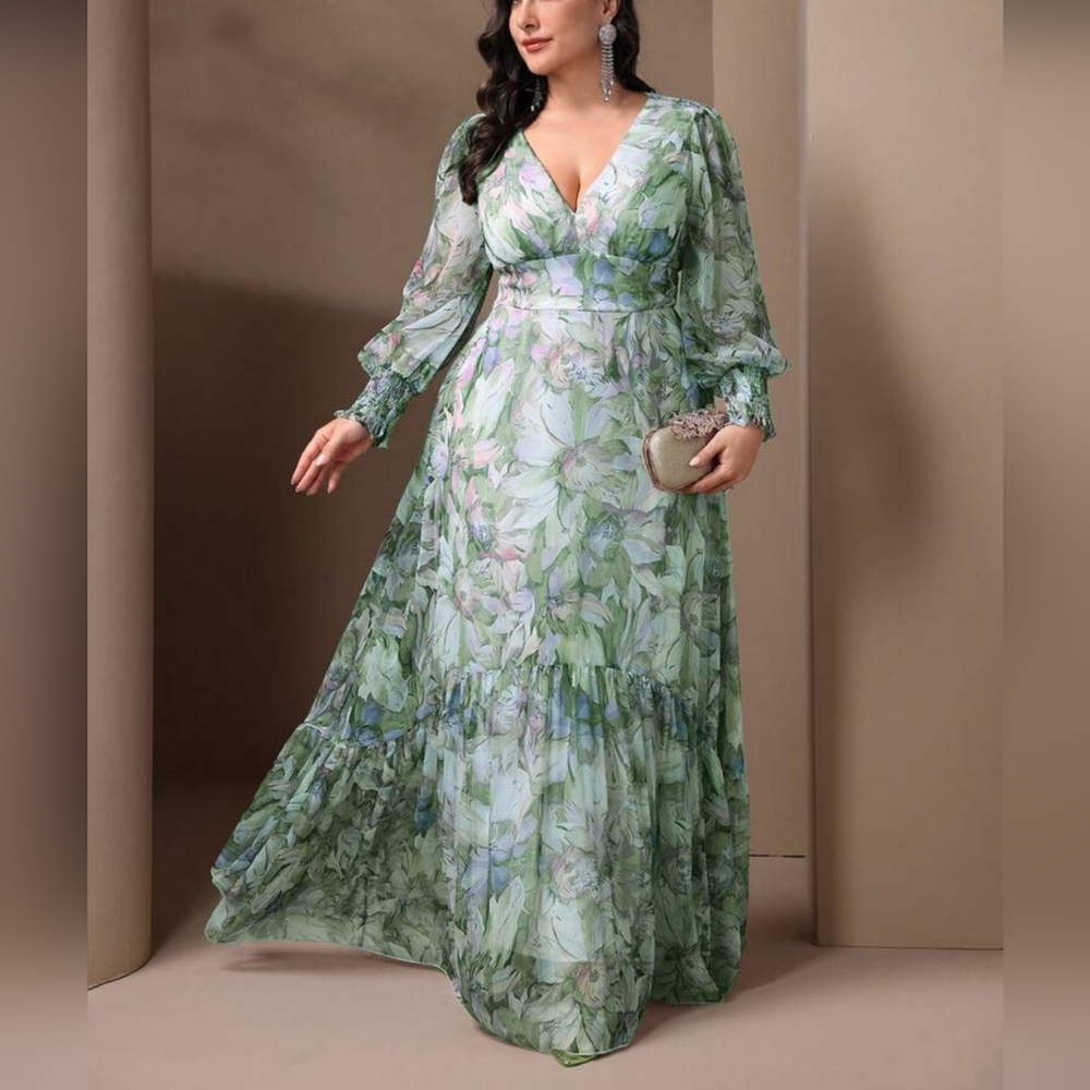 Floral Green Maxi Dress
